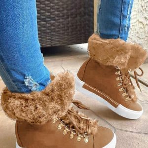 Fuzzy Trim Lined Hidden Wedge Snow Boots, women Boots, ChicMe catalog