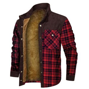 Men's Retro Check Pattern Stitching Warm Wanderer Jacket, Jackets&Coats, WAYRATES