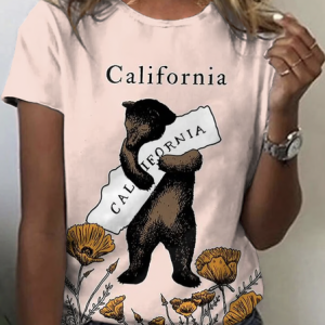 Women's Short Sleeve Tee T-shirt Summer Animal Crew Neck Vintage Top, JustFashionNow T-Shirts, color:Pink|size:4XL,