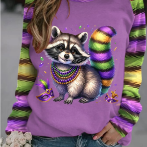 Women's Crew Neck Cat Casual Spring/Fall Long Sleeve Sweatshirt, JustFashionNow Sweatshirts & Hoodies, color:Purple|size:XXL,