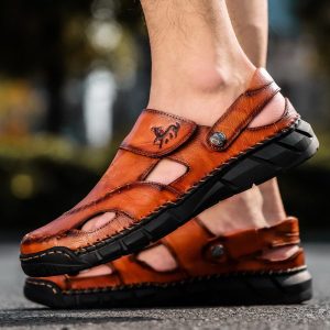 Men's Soft Lucky Deer Print Athleisure Two Wear Sandals, Sandals&Slippers, WAYRATES