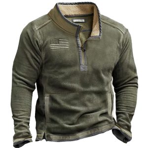 Outdoor Fleece Zippered Half Collar Tactical Men's Sweatshirt, Hoodies&Sweatshirts, WAYRATES