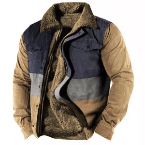 Men's Retro Lining Plus Fleece Zipper Tactical Shirt Jacket, Jackets&Coats, WAYRATES