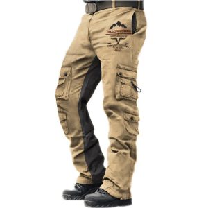 Men's Tactical Pants Outdoor Vintage Yellowstone Washed Cotton Washed Multi-pocket Trousers, BOTTOMS, WAYRATES