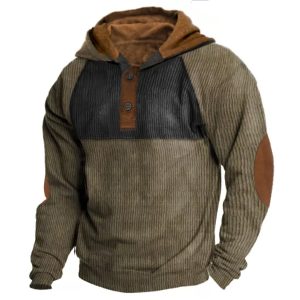 Men's Outdoor Casual Long Sleeve Henley Hoodie, Hoodies&Sweatshirts, WAYRATES