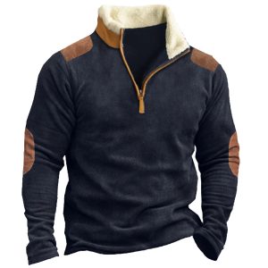 Men's Training Colorblock Waffle Lapel Sweatshirt, Hoodies&Sweatshirts, WAYRATES