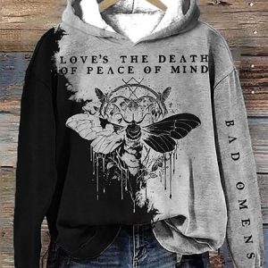 Rock band style moth contrasting tie dye hoodie, Hoodies&Sweatshirts, Lilicloth.com
