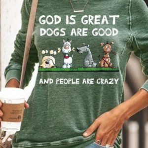Women's Crew Neck Text Letters Casual Spring/Fall Cotton-Blend Long Sleeve Sweatshirt, JustFashionNow Sweatshirts & Hoodies, color:Green|size:3XL,