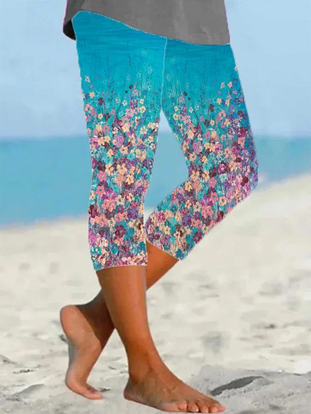 Women's Floral Spring Print Fashion Leggings, Pants, Lilicloth.com