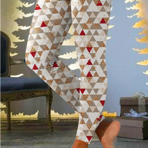 Women's Casual Geometric Jersey All Season Long Leggings, JustFashionNow Leggings, color:Apricot|size:XXL,