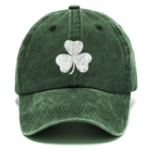 St. Patrick's Day Lucky You Shamrock Washed Cotton Sun Hat Vintage Outdoor Casual Cap, Hats, WAYRATES