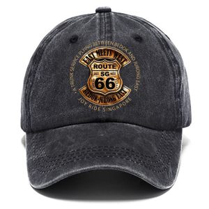 Route 66 Road Trip Print Washed Cotton Sun Hat Vintage Outdoor Casual Cap, Hats, WAYRATES