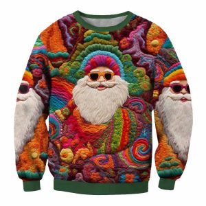 Men's Vintage Santa Print Ugly Christmas Sweatshirt, Hoodies&Sweatshirts, WAYRATES
