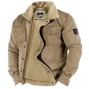Men's Outdoor Thick Fleece Pocket Shearling Jacket Coat, Jackets&Coats, WAYRATES