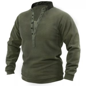 Men Outdoor Fleece Henley Collar Tactical Men's Sweatshirt, Tactical Sweatshirts & Hoodies,  COTOSEN