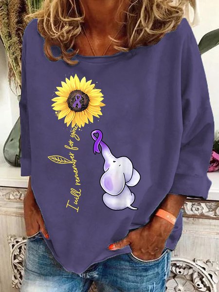 Elephant I Will Remember For You Sunflower Alzheimer Casual Sweatshirt, Hoodies&Sweatshirts, Lilicloth.com - Image 3