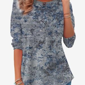 Women's Long Sleeve Tee T-shirt Spring/Fall Abstract Jersey Crew Neck Daily Going Out Casual Top, JustFashionNow T-Shirts, color:Gray|size:XXL,