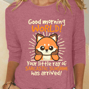 Fox Sarcastic Sunshine Casual Long Sleeve Shirt, Long sleeves, Lilicloth.com