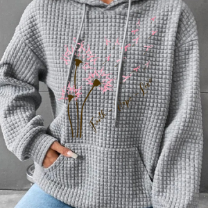 Faith Hope Love Dandelion Pink Ribbon Dandelion Simple Loose Hoodie, Hoodies&Sweatshirts, Lilicloth.com