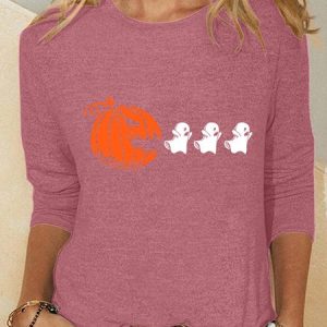 Halloween Ghost Shirt Pumpkin Halloween Matching Shirt Casual Long Sleeve Shirt, Long sleeves, Lilicloth.com