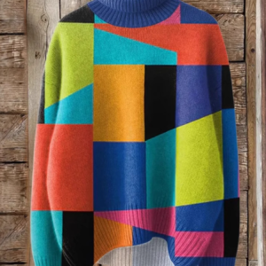 Women's Turtleneck Geometric Casual Spring/Fall Long Sleeve Sweatshirt, JustFashionNow Sweatshirts & Hoodies, color:As Picture|size:3XL,
