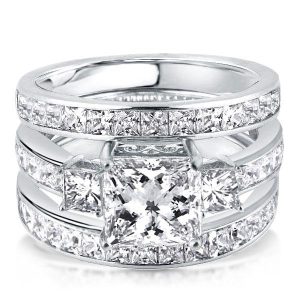 3pc wedding sets - Italo Three Stone Created White Sapphire 3PC Wedding Set, Italo jewelry - Online Catalog