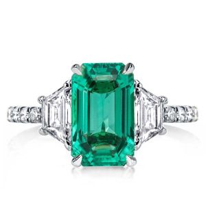emerald cut engagement rings - Three Stone Emerald Cut Emerald Engagement Ring, Italo jewelry - Online Catalog