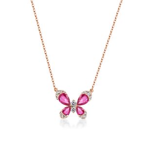 dancing butterfly - Rose Gold Pear Cut Butterfly Necklace, Italo jewelry - Online Catalog