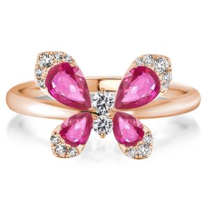 dancing butterfly - Rose Gold Pear Cut Butterfly Ruby Engagement Ring, Italo jewelry - Online Catalog