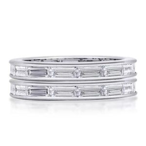 stackable ring sets - Eternity Baguette Cut Stackable Wedding Band Set, Italo jewelry - Online Catalog