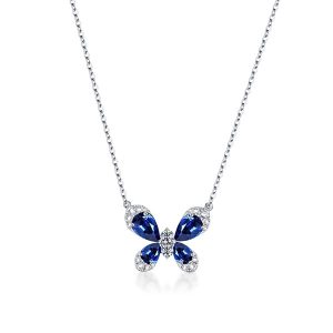dancing butterfly - Pear Cut Created Sapphire Butterfly Necklace, Italo jewelry - Online Catalog