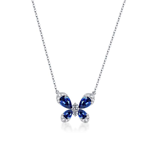 dancing butterfly - Pear Cut Created Sapphire Butterfly Necklace, Italo jewelry - Online Catalog