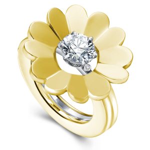 bloom - Golden Round Cut Solitaire Flower Design Wedding Set, Italo jewelry - Online Catalog