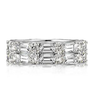 eternity band - Double Row Emerald & Round Cut Wedding Band, Italo jewelry - Online Catalog
