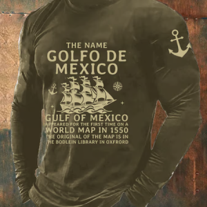 Men's Gulf Of Mexico Print Long Sleeve Top, Long Sleeves, Lilicloth.com