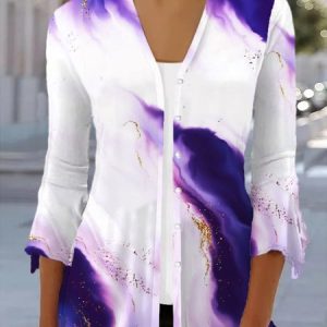 Women's Spring/Fall Outerwear Casual Abstract Jersey Shawl Jacket, JustFashionNow Coats, color:Purple|size:XXL,