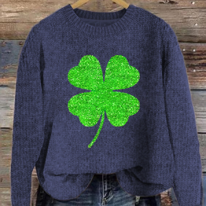 Women's Four-leaf Clover Crew Neck Casual Spring/Fall Long Sleeve Sweatshirt, JustFashionNow Sweatshirts & Hoodies, color:Purple|size:M,