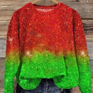 Women's Crew Neck Color Block Casual Spring/Fall Long Sleeve Sweatshirt, JustFashionNow Sweatshirts & Hoodies, color:Red|size:XXL,
