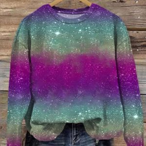 Women's Crew Neck Color Block Casual Spring/Fall Long Sleeve Sweatshirt, JustFashionNow Sweatshirts & Hoodies, color:Purple|size:XXL,