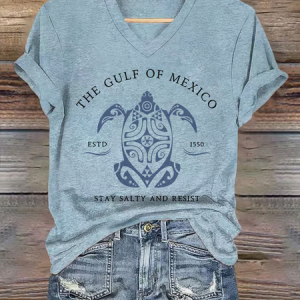 Women Text Letters Short Sleeve Tee T-shirt V Neck Casual Summer Top, JustFashionNow T-Shirts, color:Light Blue|size:5XL,