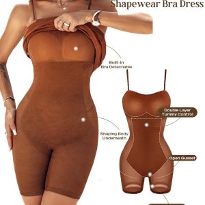 ChicMe ShapeSculpt Shapewear Dress Bodycon Midi Dress Built-in Bra Summer Casual Tummy Control Slip Dress with Adjustable Straps, women Bodycon Dresses, ChicMe catalog
