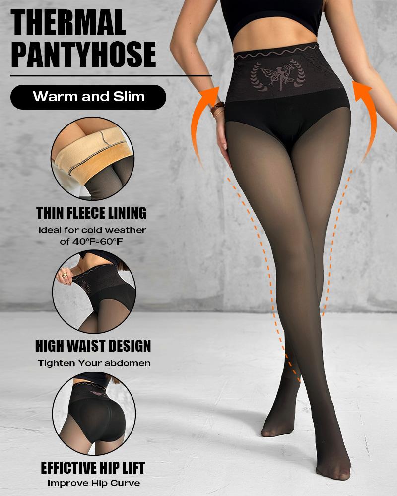 ChicMe ShapeLift Transparent Butt Lifting Tight Fleece Lined Tummy Control Thick High Waist Elasticity Thermal Pantyhose Warm Leggings, women Leggings, ChicMe catalog