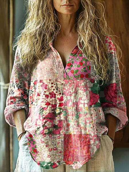 Vintage Floral Print Blouse, Blouses, Lilicloth.com - Image 4