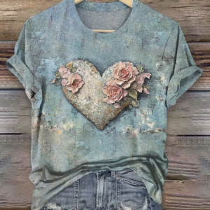 Floral Casual Crew Neck T-Shirt, T-shirts, Lilicloth.com