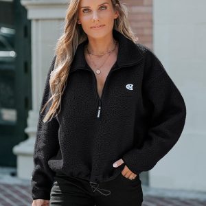 Stand Collar Zipper Design Casual Sweatshirt, women Sweats & Hoodies, ChicMe catalog