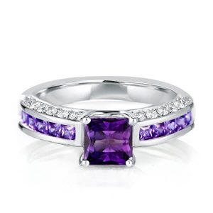vintage engagement rings - Italo Amythyst Ring Princess Cut Vintage Engagement Ring, Italo jewelry - Online Catalog