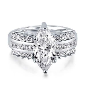 vintage engagement rings - Italo Multiple Sidestone Created White Sapphire Engagement Ring, Italo jewelry - Online Catalog