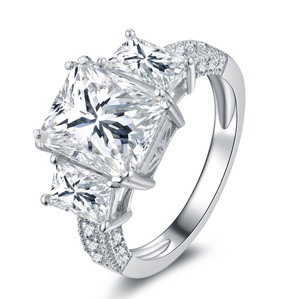 three stone engagement rings - Italo Three Stone Created White Sapphire Engagement Ring, Italo jewelry - Online Catalog