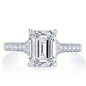 emerald cut engagement rings - Italo Micro Pave Emerald Created White Sapphire Engagement Ring, Italo jewelry - Online Catalog