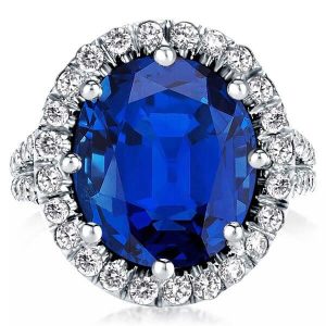 oval cut engagement rings - Split Shank Halo Blue Sapphire Oval Cut Engagement Ring, Italo jewelry - Online Catalog